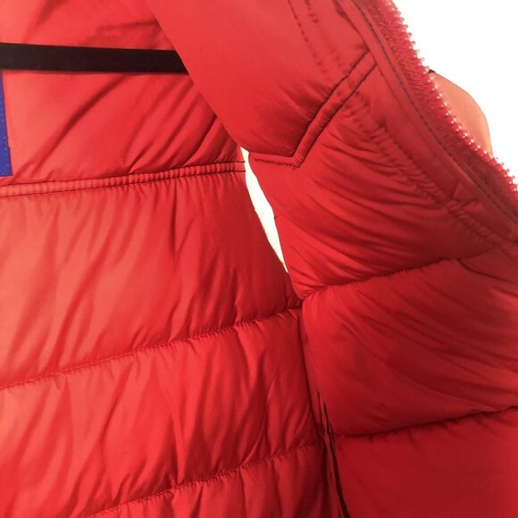 Hollister Vest Mens Small Red Black Hooded Puffer Quilted Snap Front Pockets Y2K - Picture 12 of 16